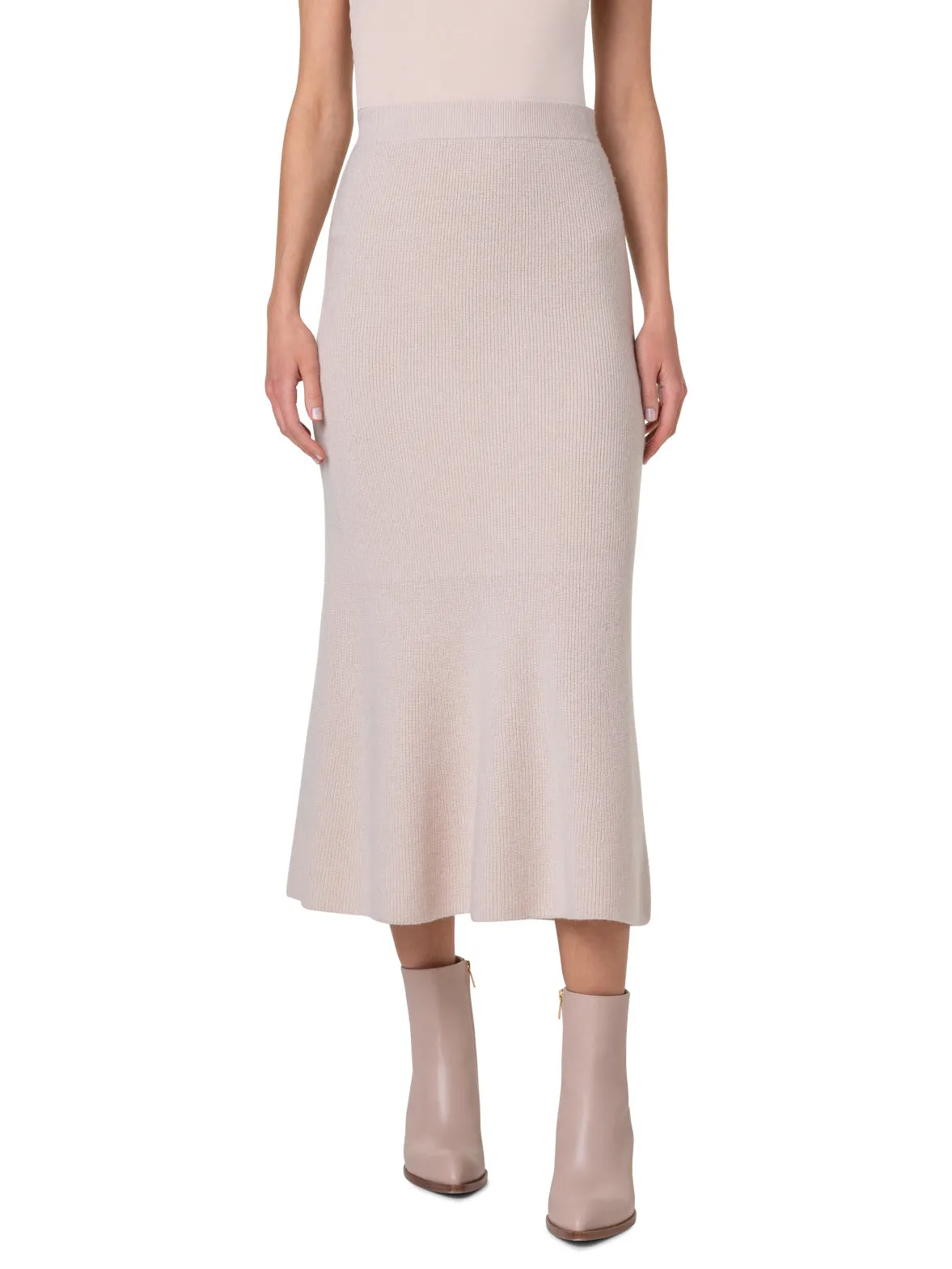 Midi Knit Skirt in Ribbed Cashmere