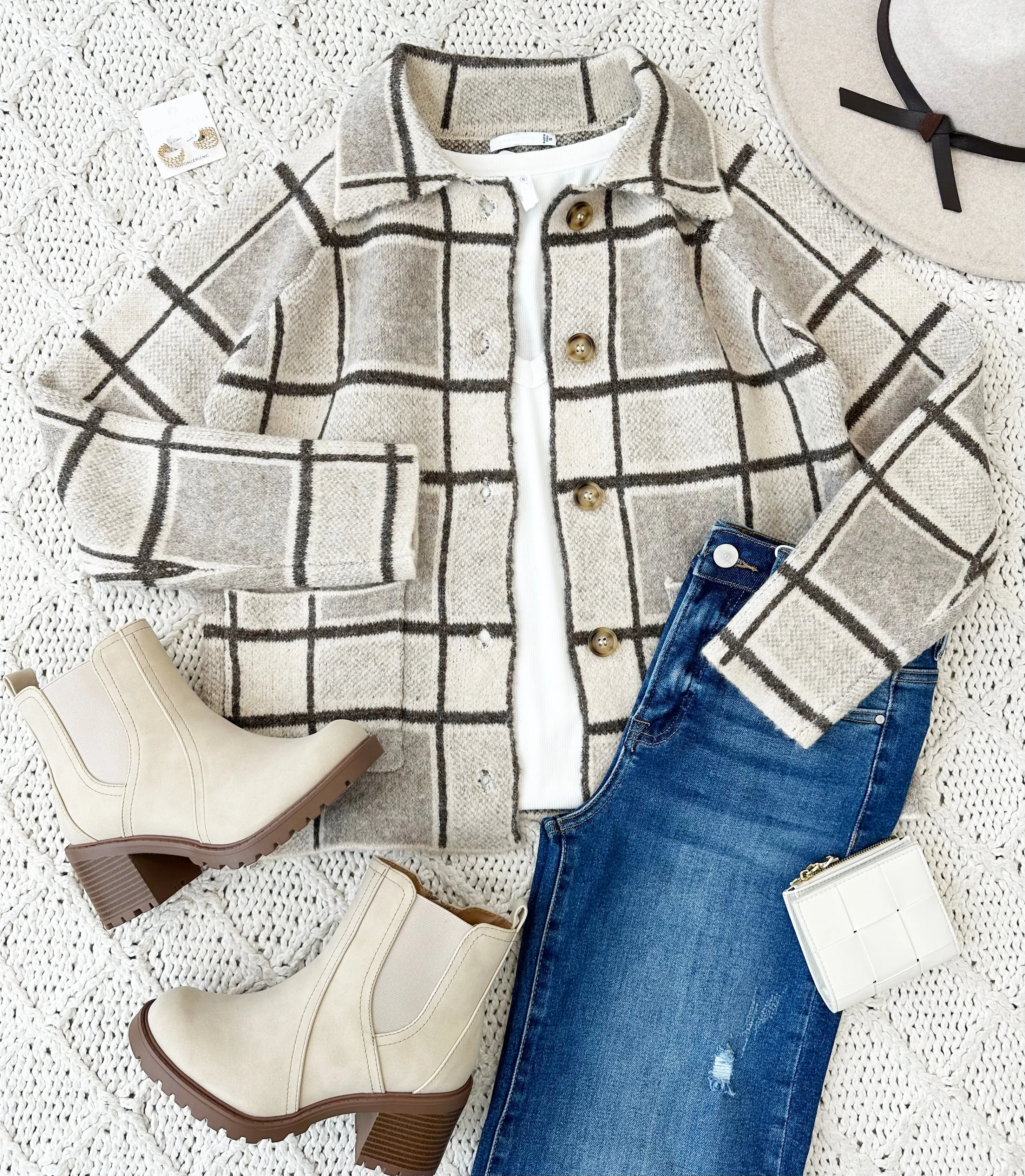 Mocha Plaid Cardigan Jacket