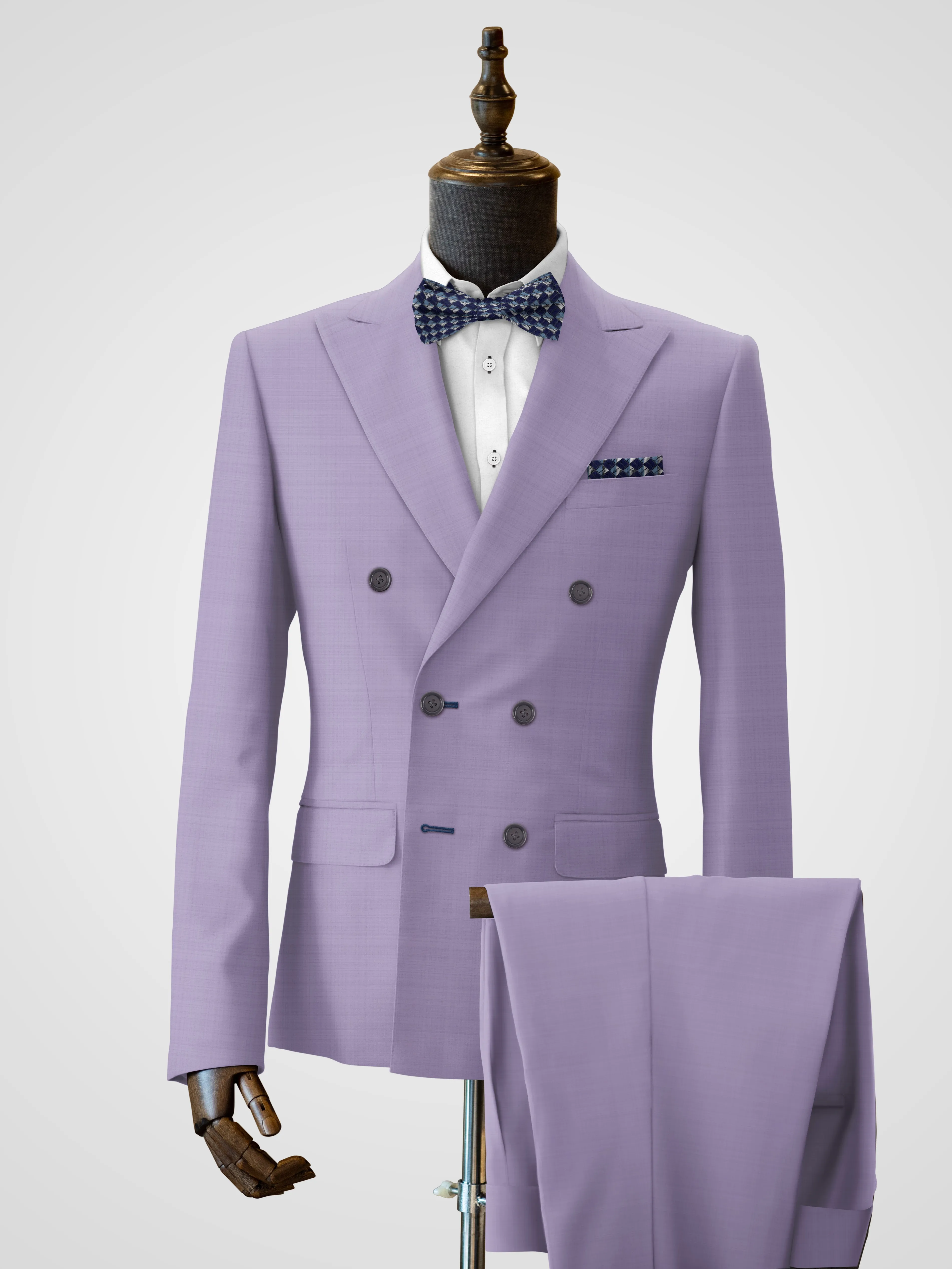 Modern Elegance: Light Purple Double Breasted Suit for Men