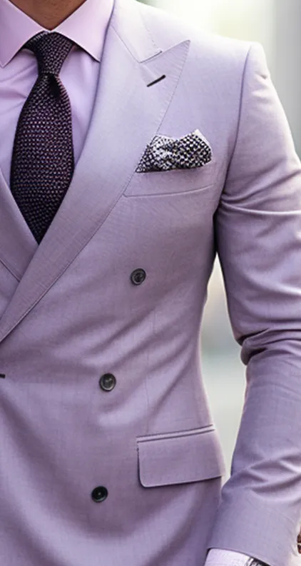 Modern Elegance: Light Purple Double Breasted Suit for Men