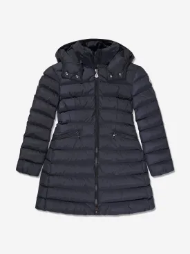 Moncler Enfant Girls Down Padded Charpal Long Coat in Navy