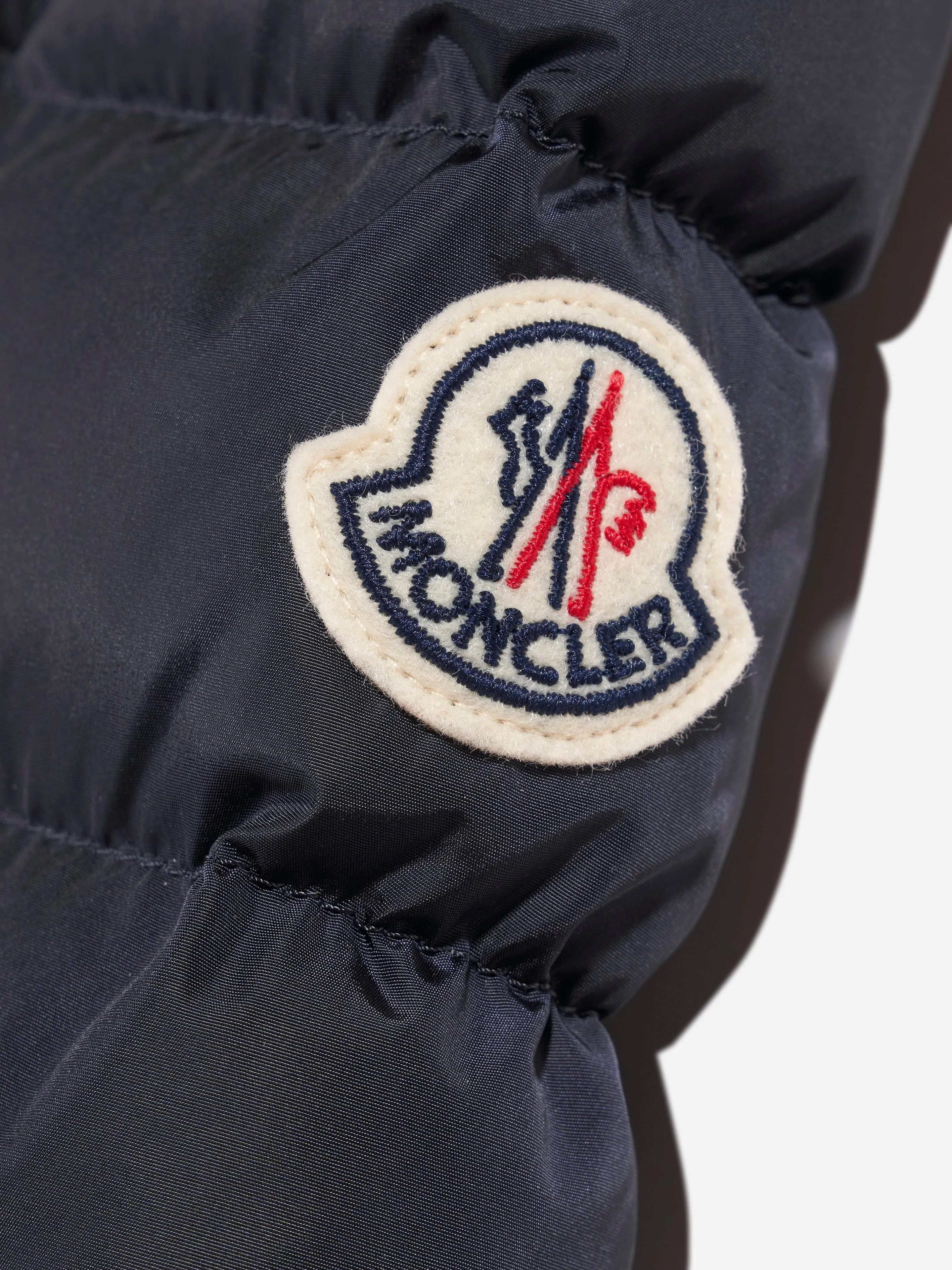 Moncler Enfant Girls Down Padded Charpal Long Coat in Navy