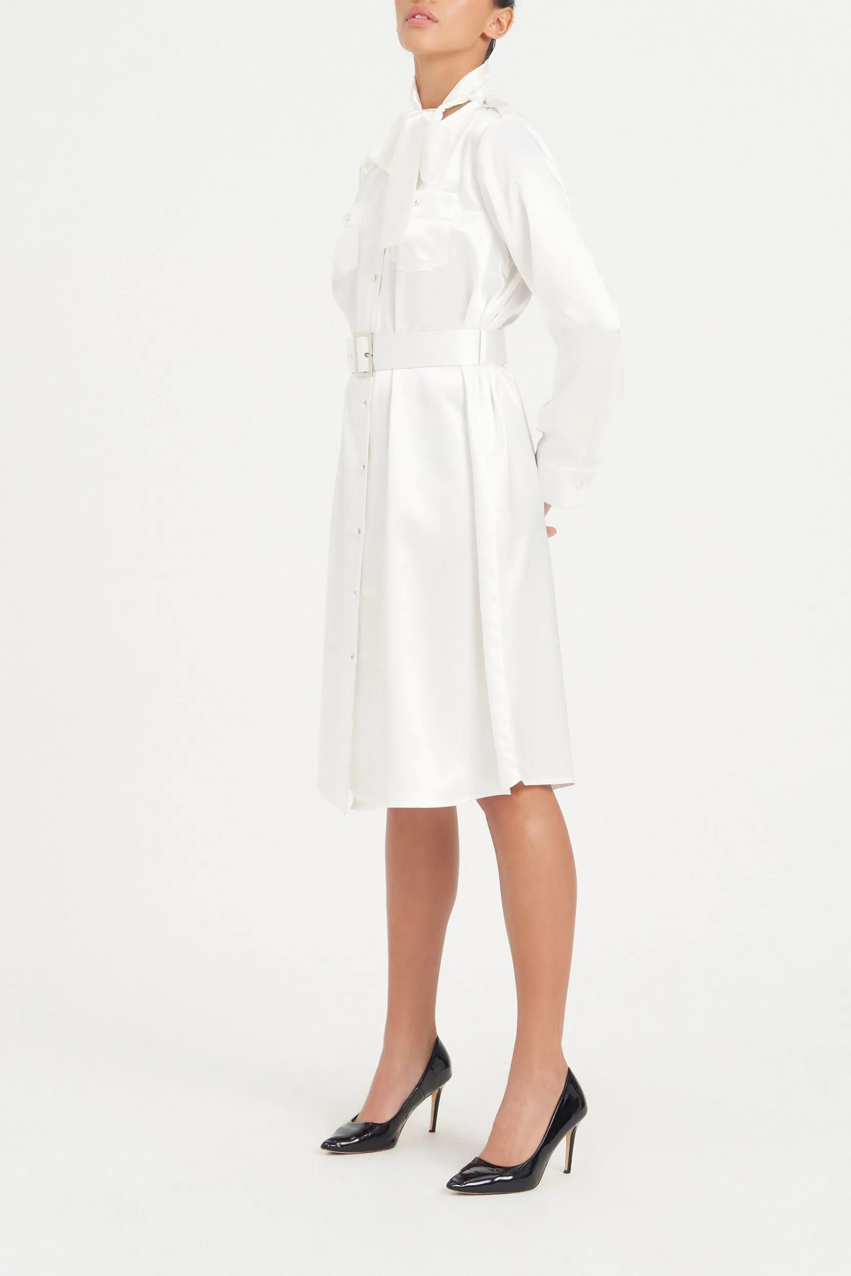 MRS JONES WHITE CHELSEA SHIRT DRESS