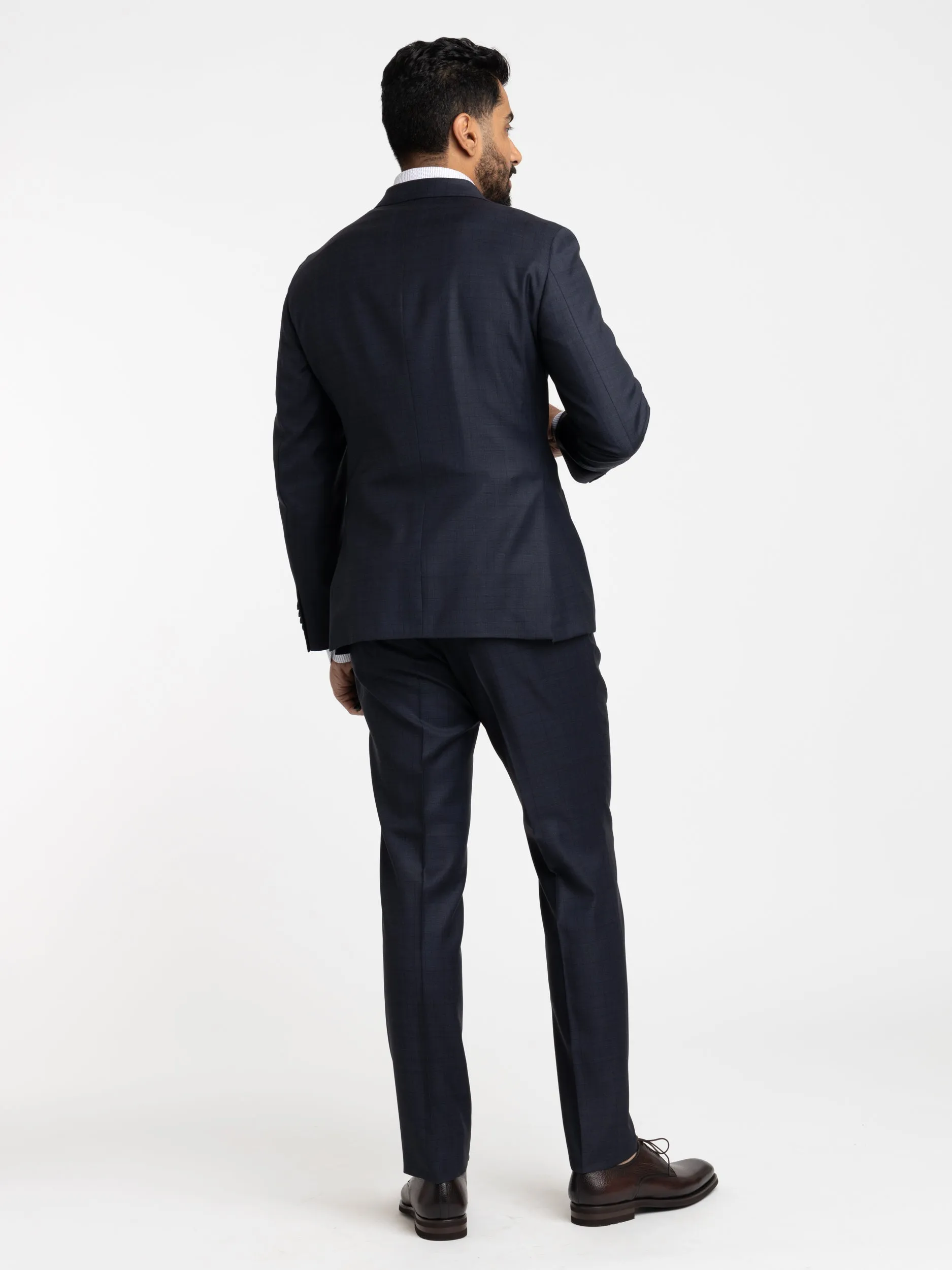 Navy Check Wool Suit