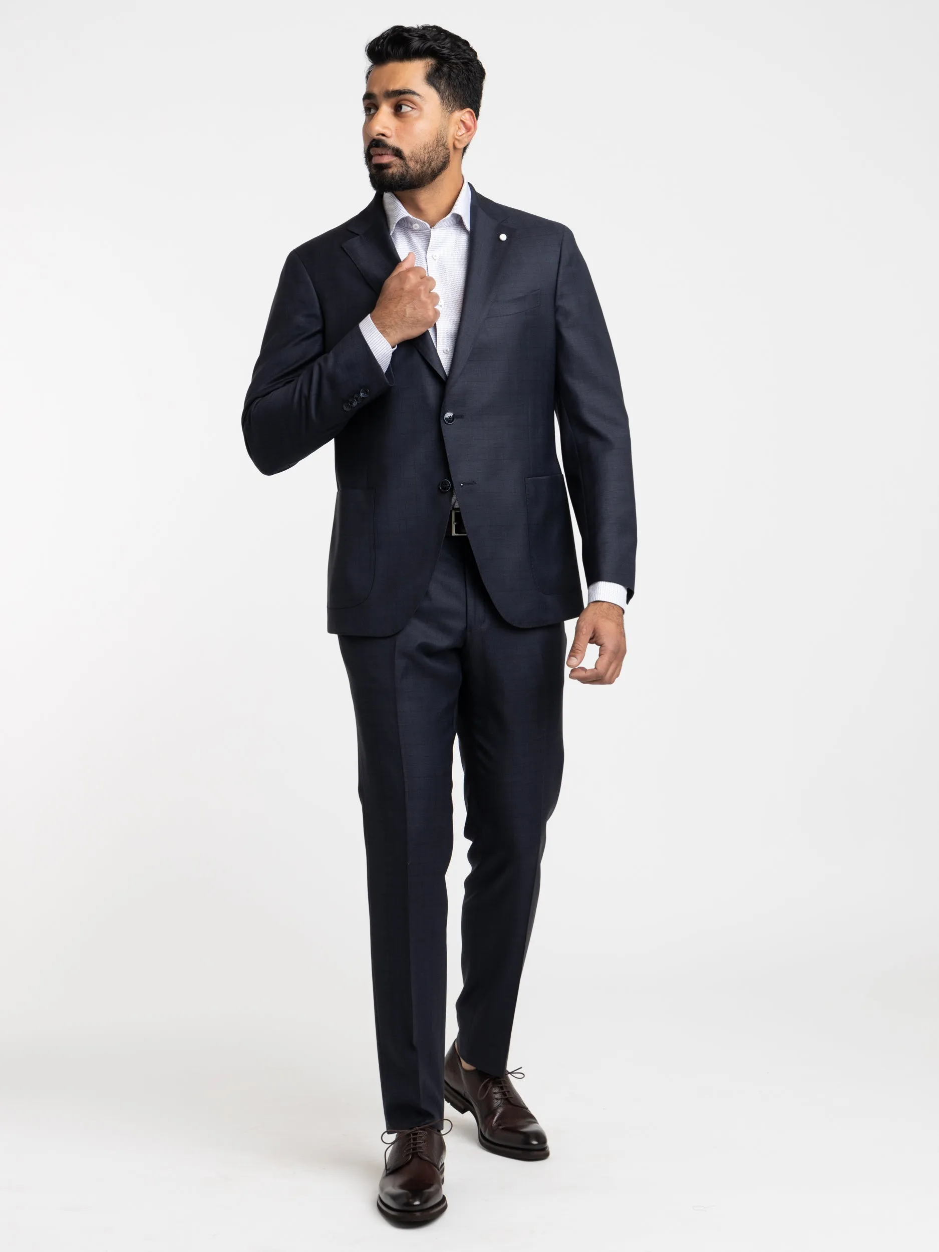 Navy Check Wool Suit