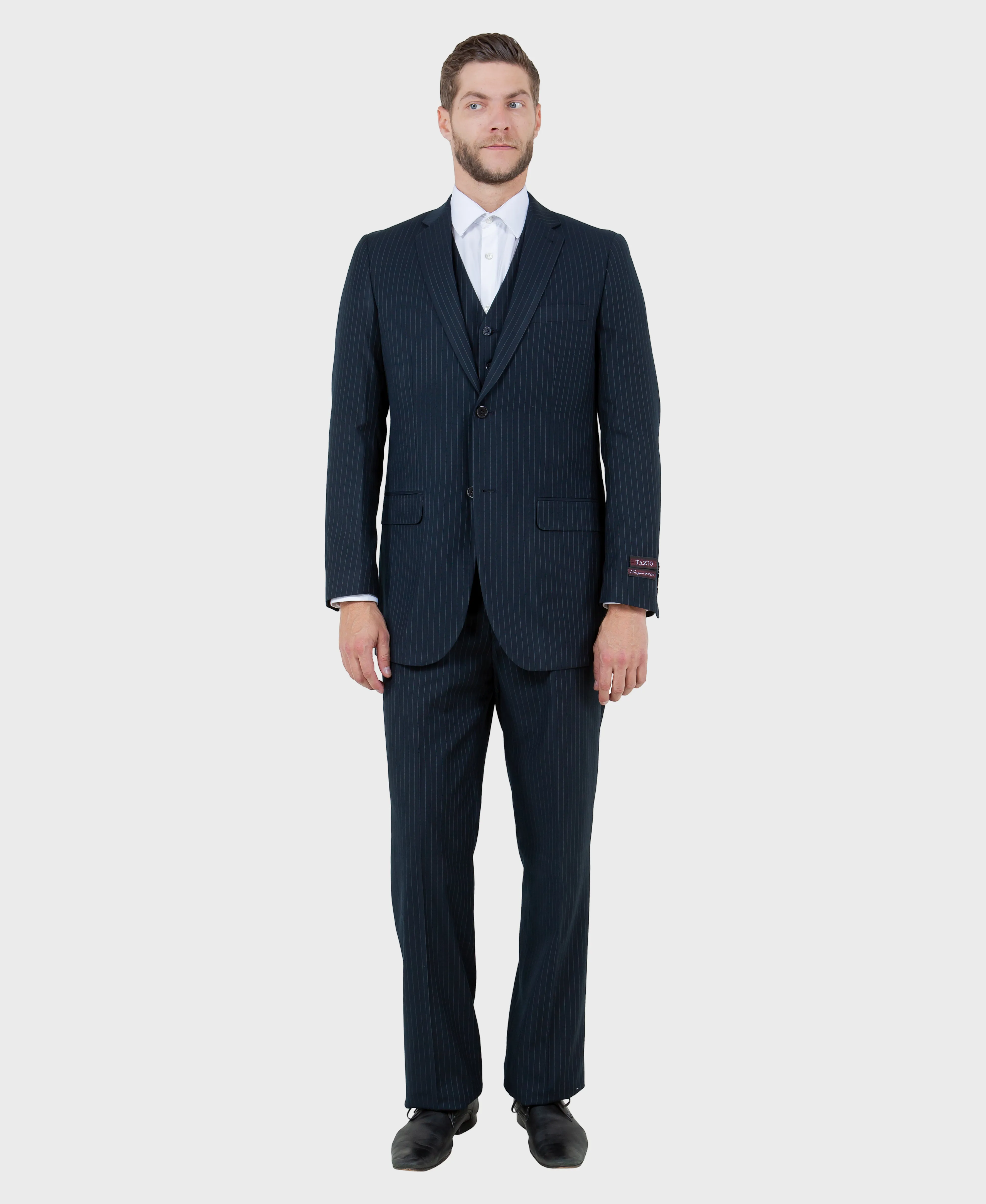 Navy Pinstripe Modern Fit 3 Piece Suit