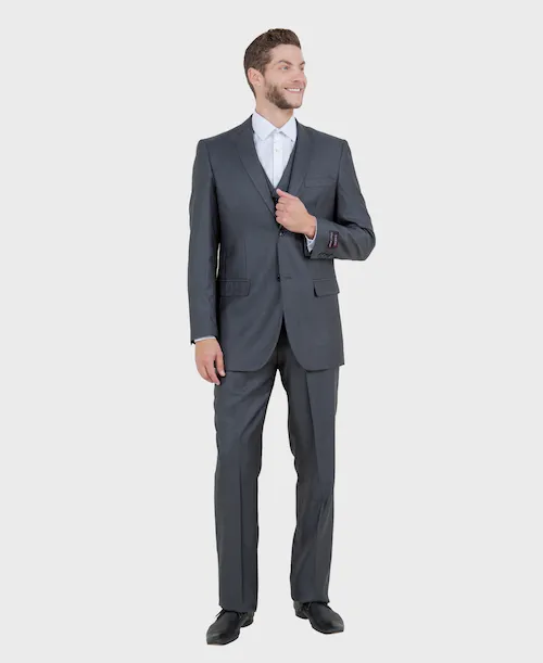 Navy Sharkskin Modern Fit 3-Piece Suit