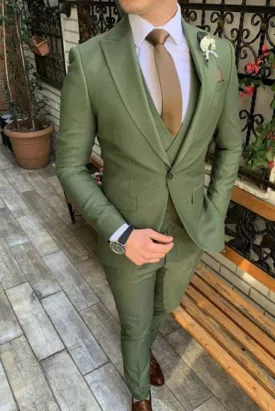 Olive green three piece formal suit