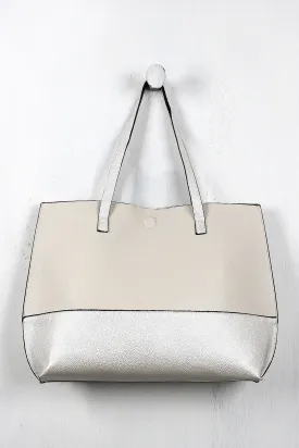 Pebbled Leatherette Two-Tone Reversible Bag