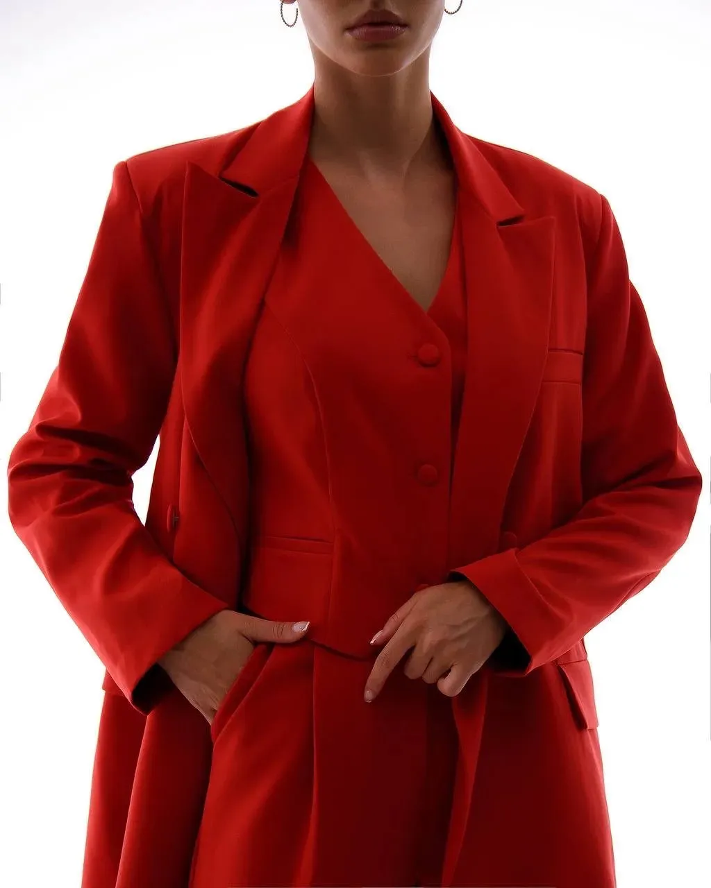 Red three piece suit "Ultra classy"