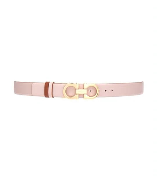 Reversible And Adjustable Gancini Belt Calfskin Pink/Cognac