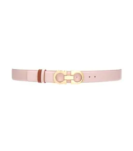 Reversible And Adjustable Gancini Belt Calfskin Pink/Cognac