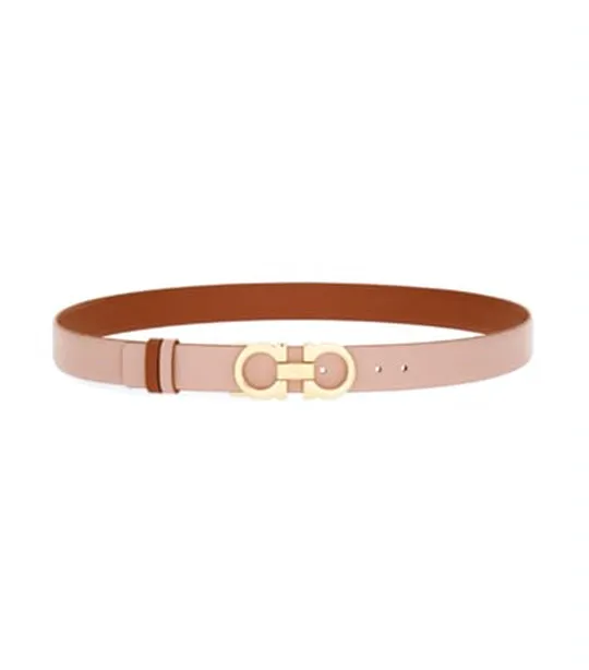 Reversible And Adjustable Gancini Belt Calfskin Pink/Cognac