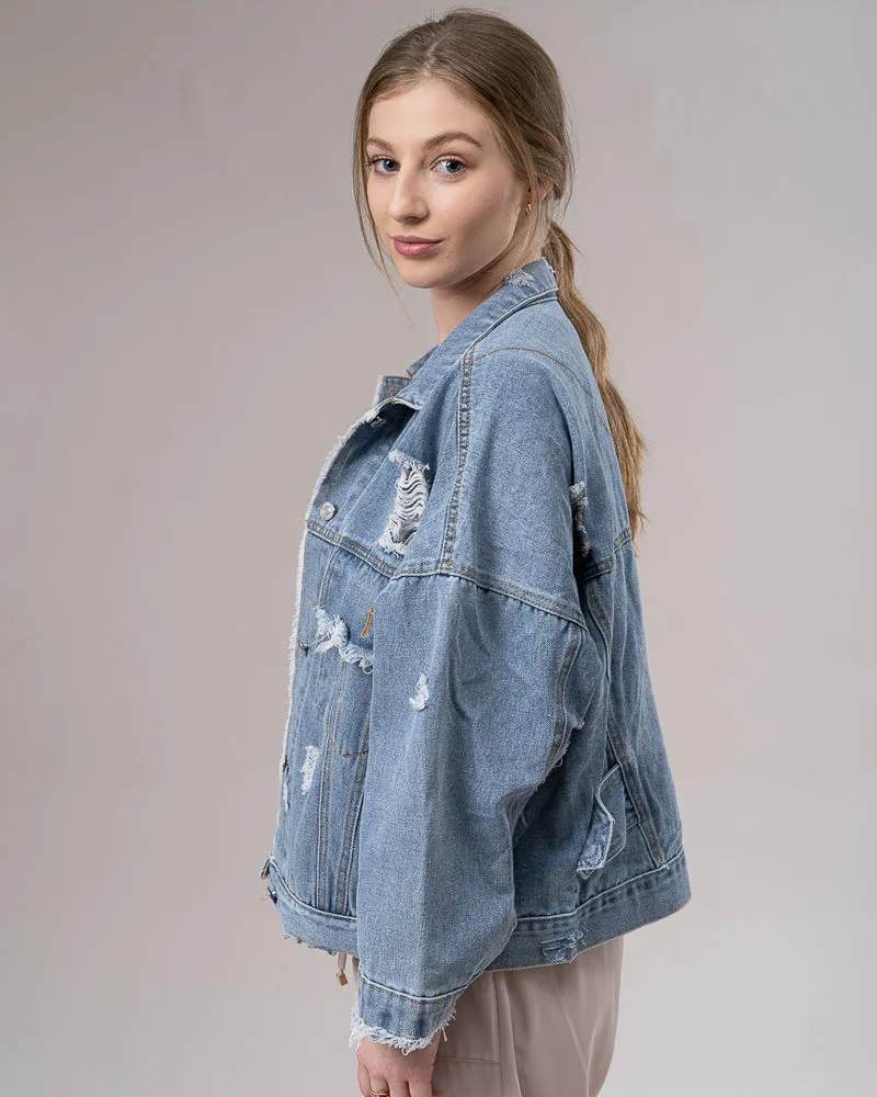 Ripped Back Denim Jacket