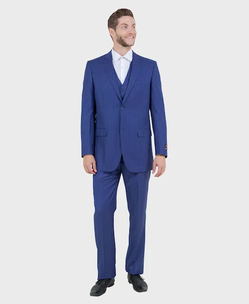 Royal Blue Pinstripe Modern Fit 3 Piece Suit