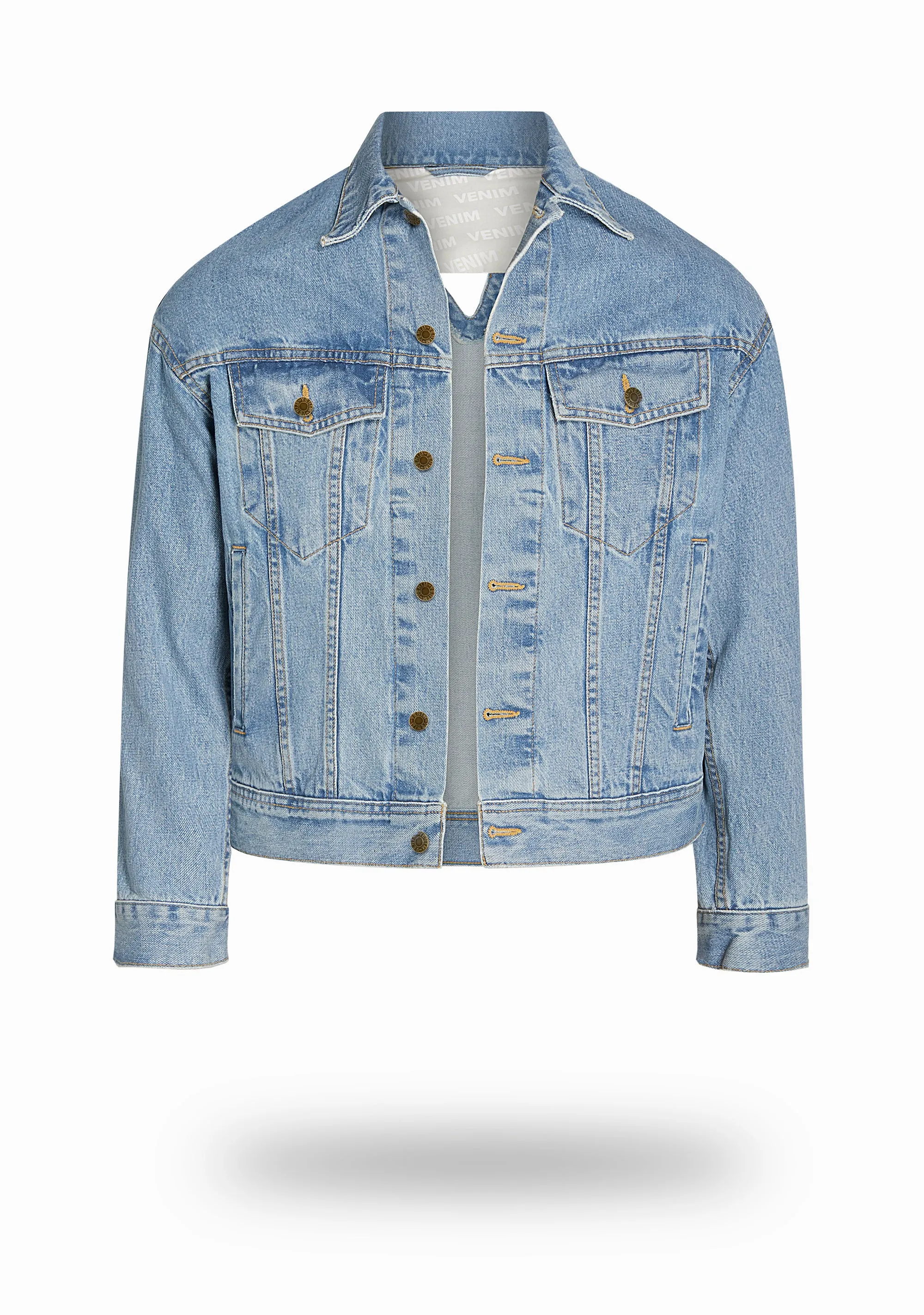 Shorter Light Wash Denim Jacket