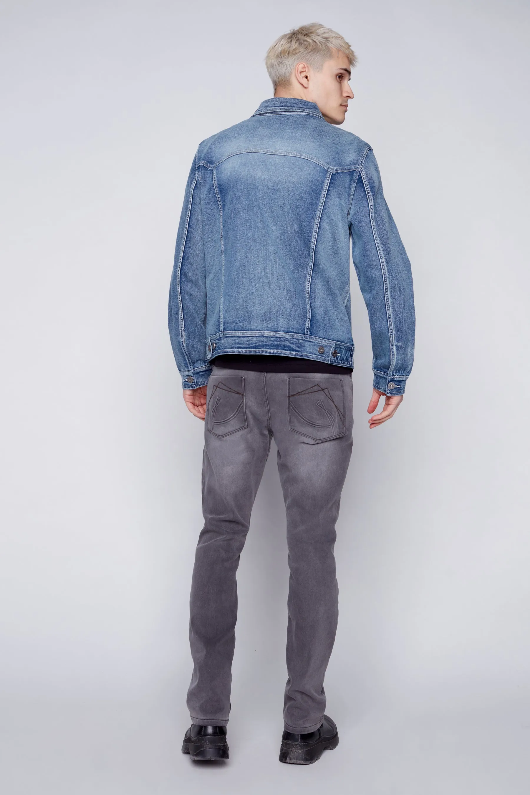 Slim Fit Classic Trucker Jean Jacket - Snow Wash