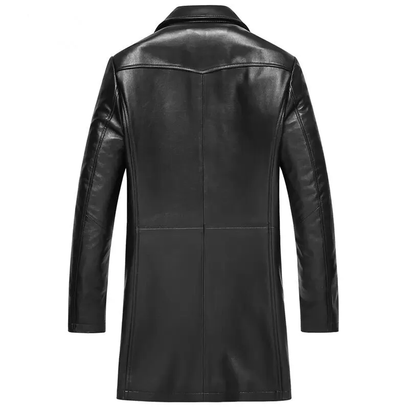 Spectra Mens Fashion Double Breasted Leather Blazer Coat