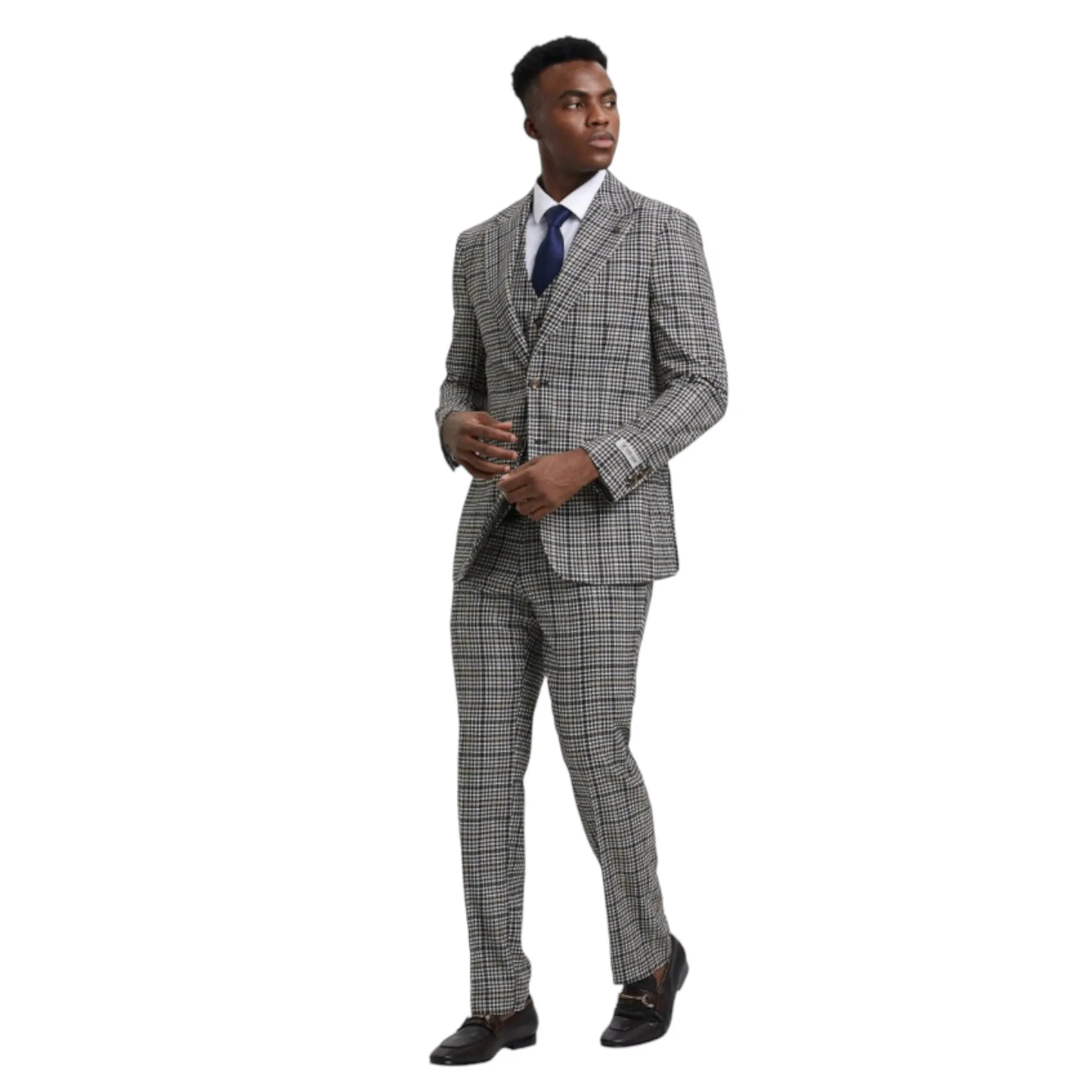 STACY ADAMS: Plaid 3pc. Suit SM162H1