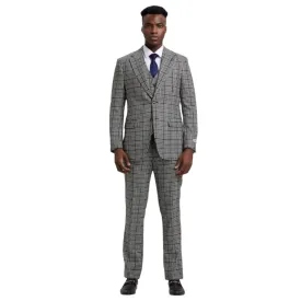 STACY ADAMS: Plaid 3pc. Suit SM162H1