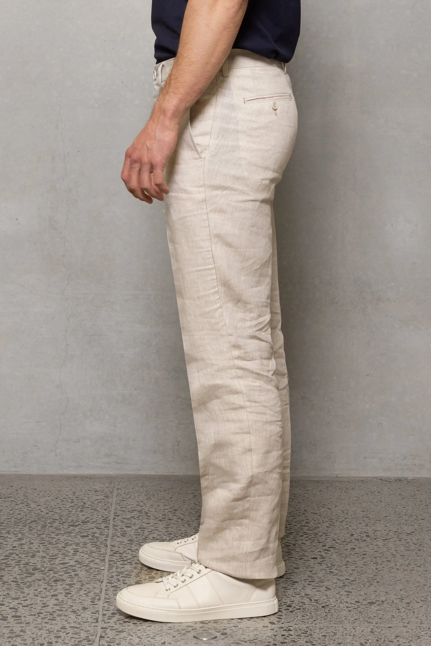 Straight Linen Trouser: Oatmeal