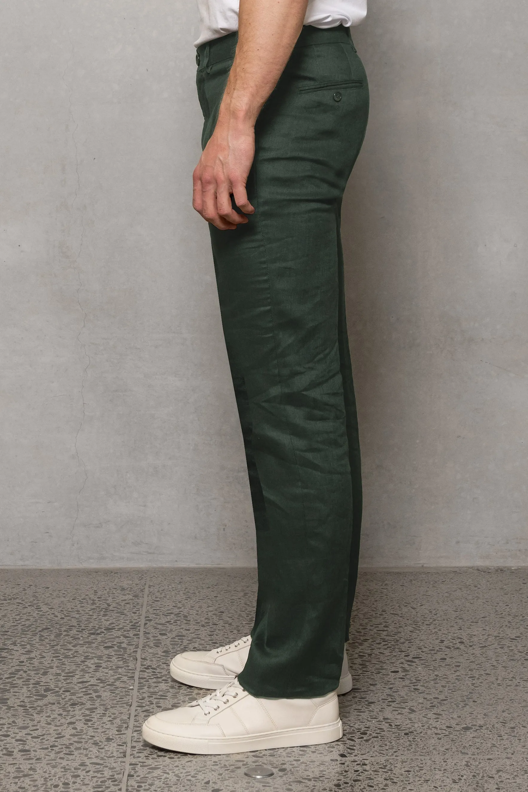 Straight Linen Trouser: Pine