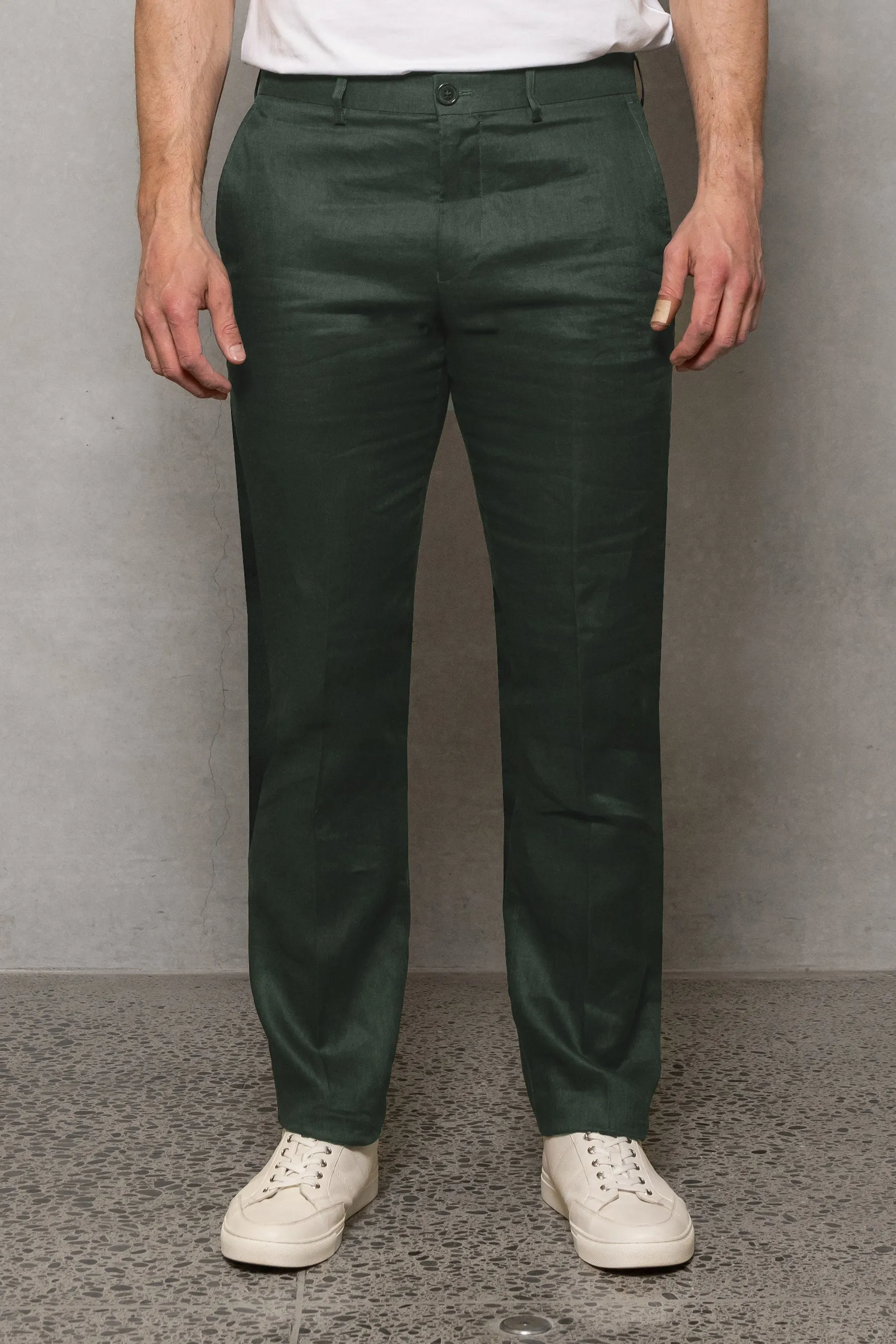 Straight Linen Trouser: Pine