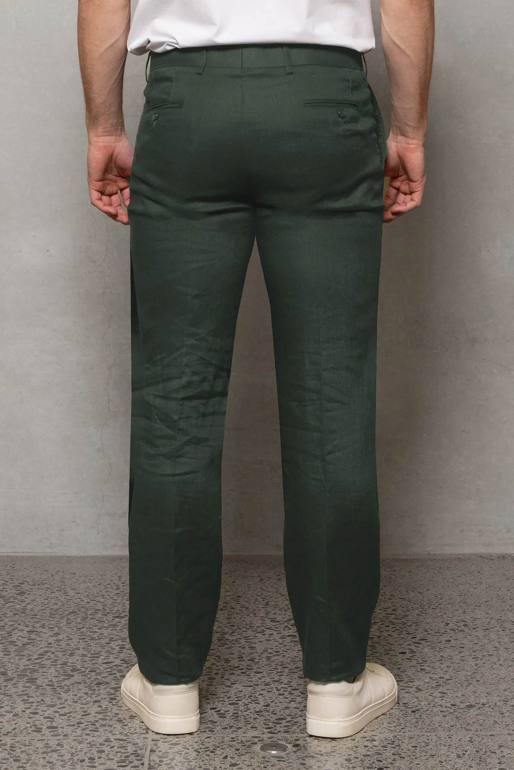 Straight Linen Trouser: Pine