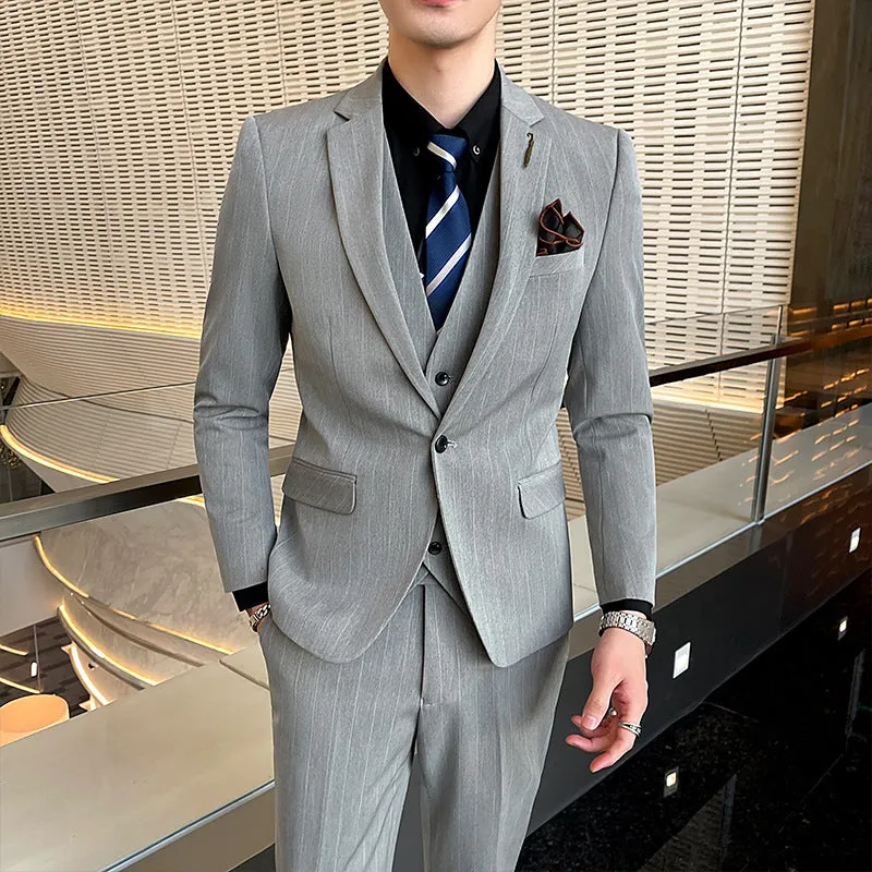 Striped Suit Men's Three-piece Suit