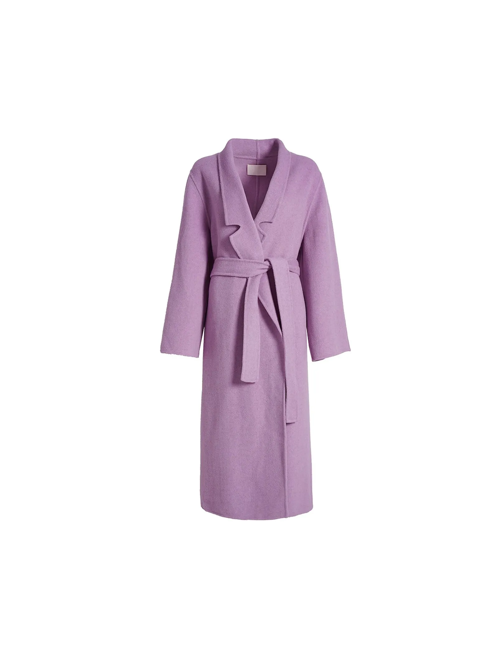 Super purple wool over-the-knee long coat with loose fully wool double-sided cashmere coat- Alias