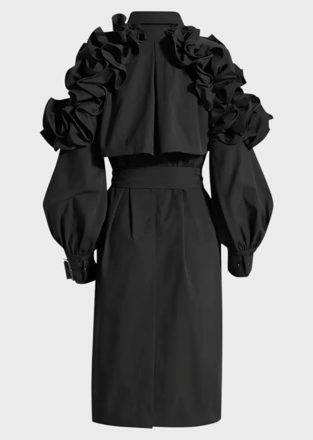 Sybil Ruffle Shoulder Trench Coat