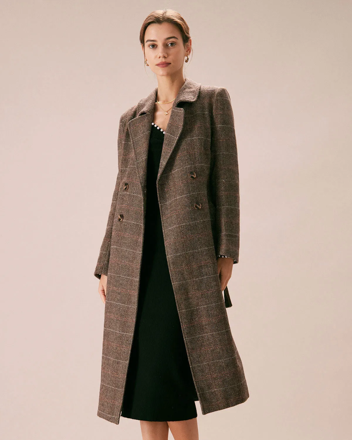 The Coffee Lapel Belted Double Breasted Coat