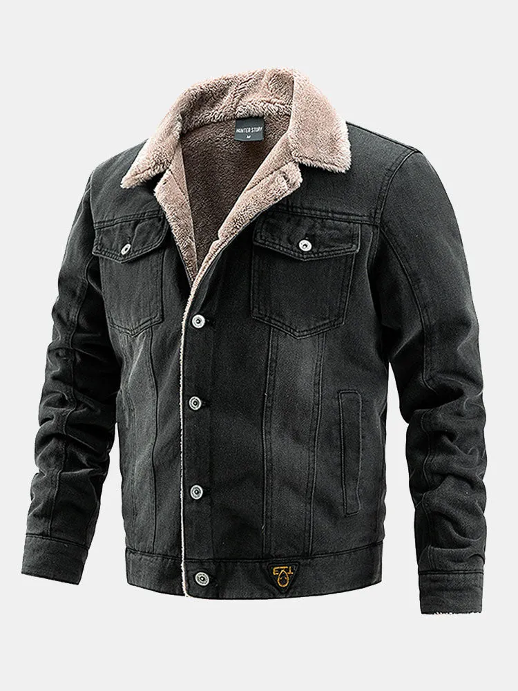 Thickened Windproof Denim Faux Fur Lined Denim Jacket