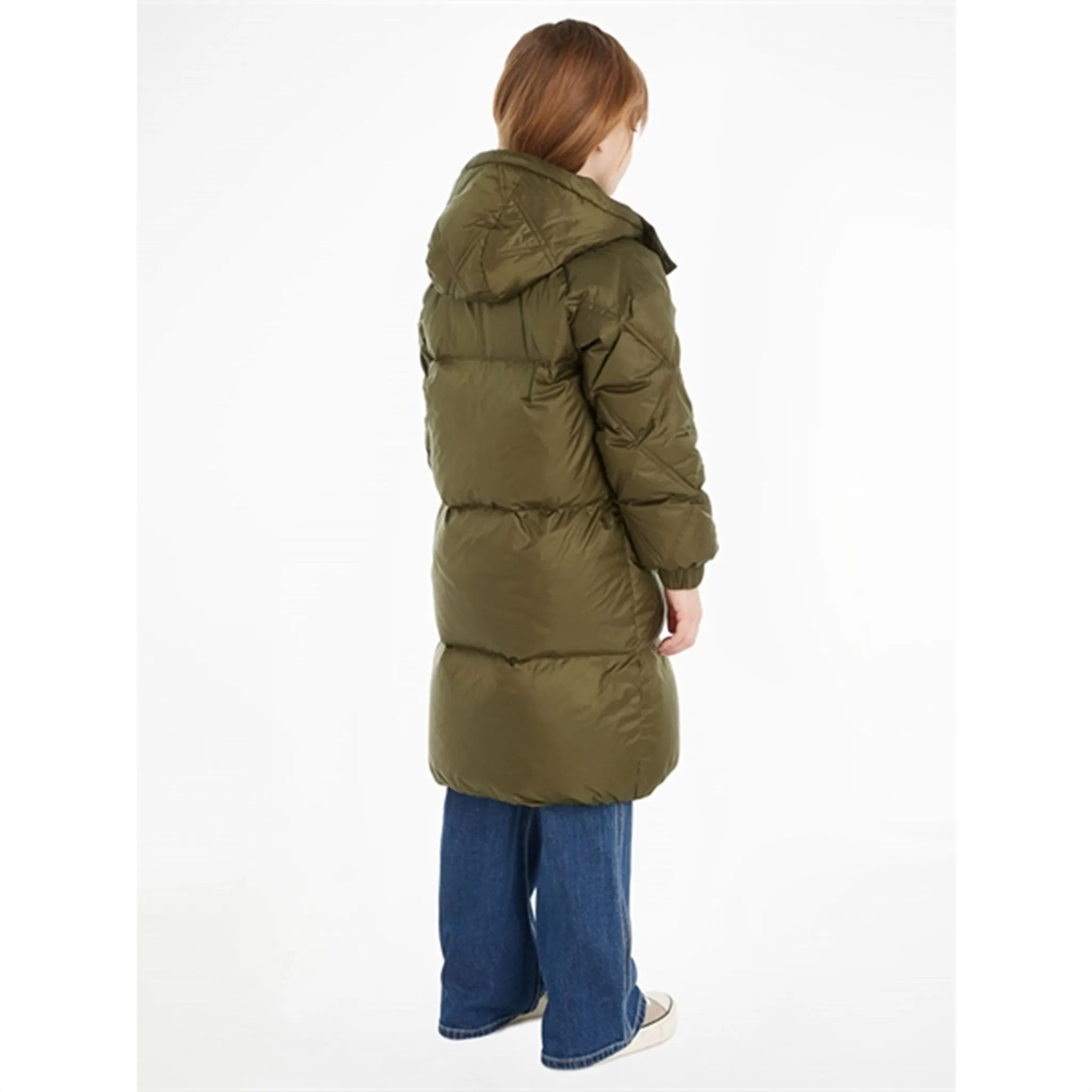 Tommy Hilfiger Mixed Quilted Long Down Jacket Olive Green