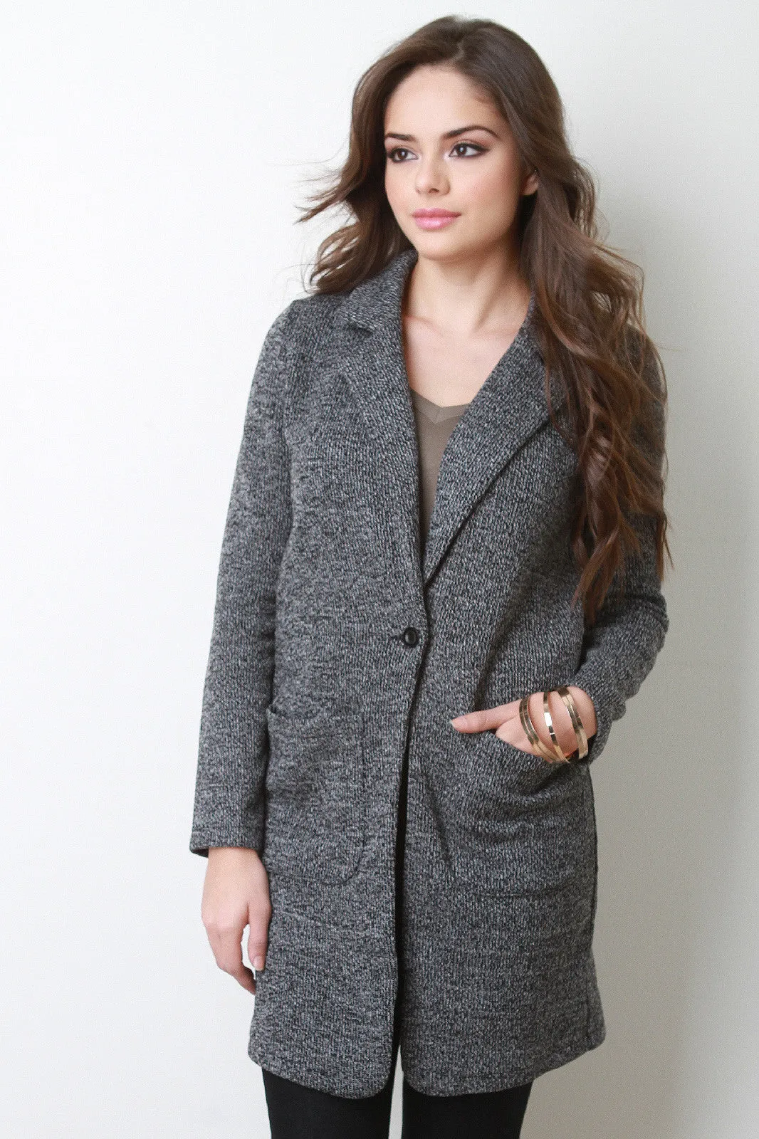 Two Tone Knit Coat Jacket