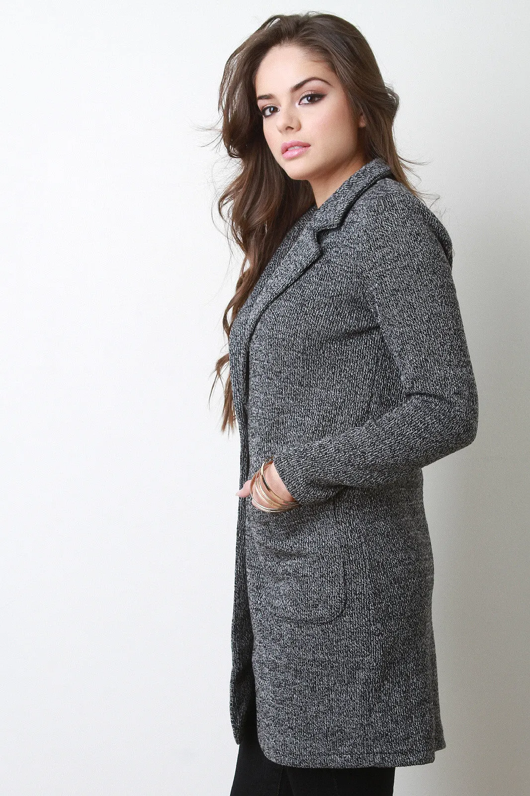 Two Tone Knit Coat Jacket