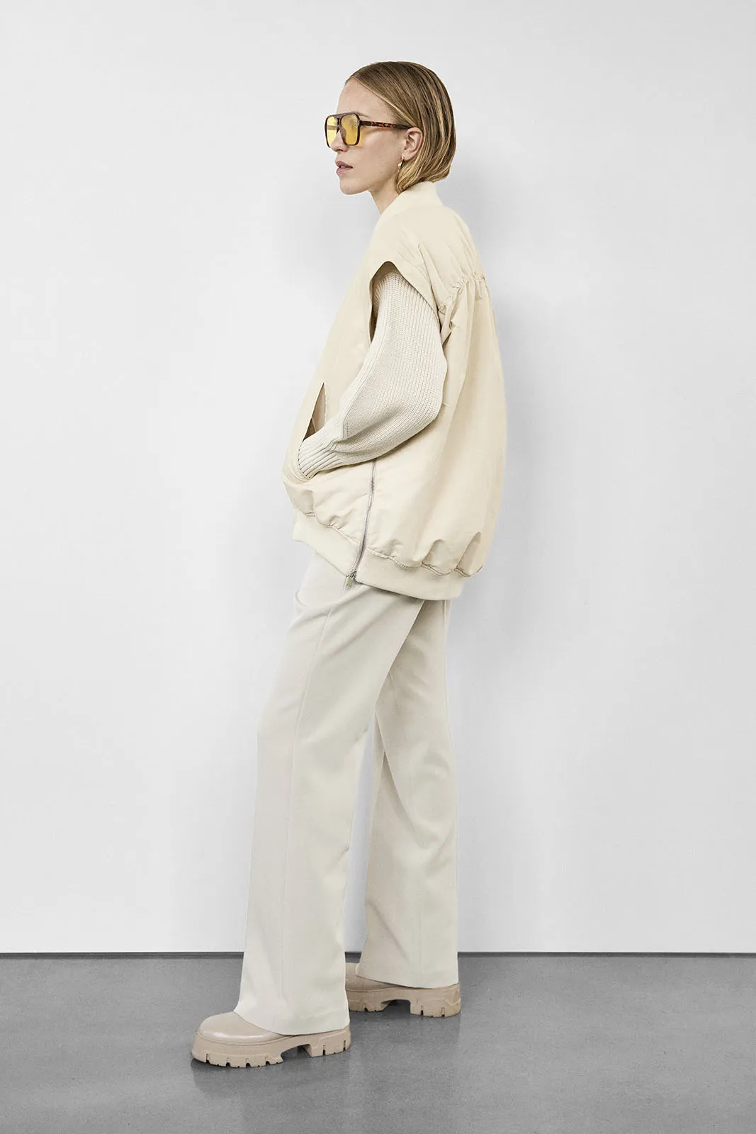 Valerie Oversized Bomber Jacket with Zip-Off Sleeves | Birch