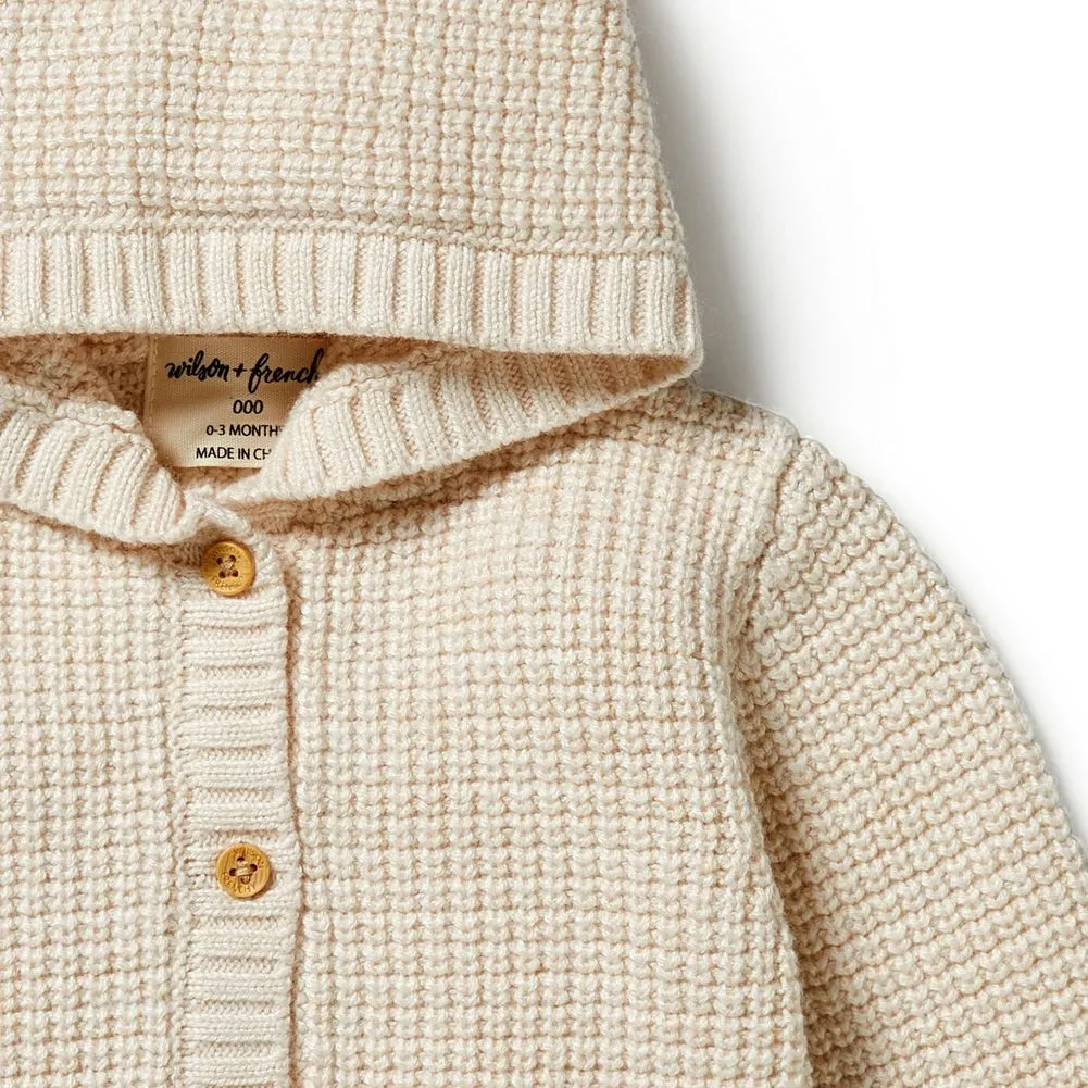 Wilson Frenchy Knitted Button Cardigan - Sand Melange (3-6 Months, 6-8 Kg)