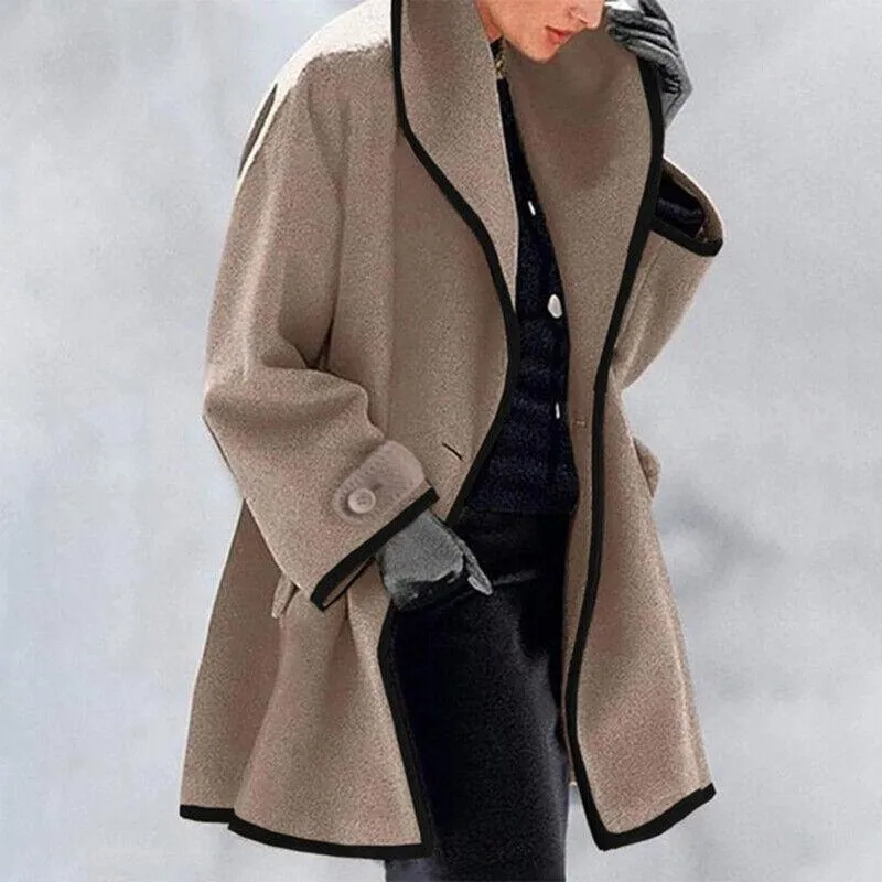 Women's Elegant Warm Wool Winter Trench Coat with Double Buttons | Ideal for Autumn/Winter