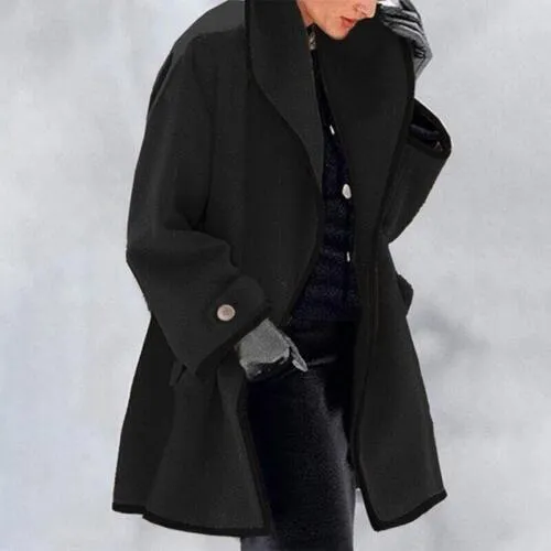 Women's Elegant Warm Wool Winter Trench Coat with Double Buttons | Ideal for Autumn/Winter