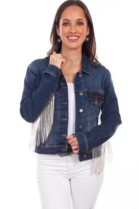 Women's Honey Creek Jacket Collection: Denim Rhinestone Fringe