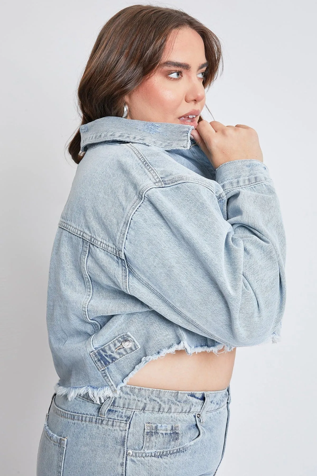 Women's Plus Cropped Denim Jacket