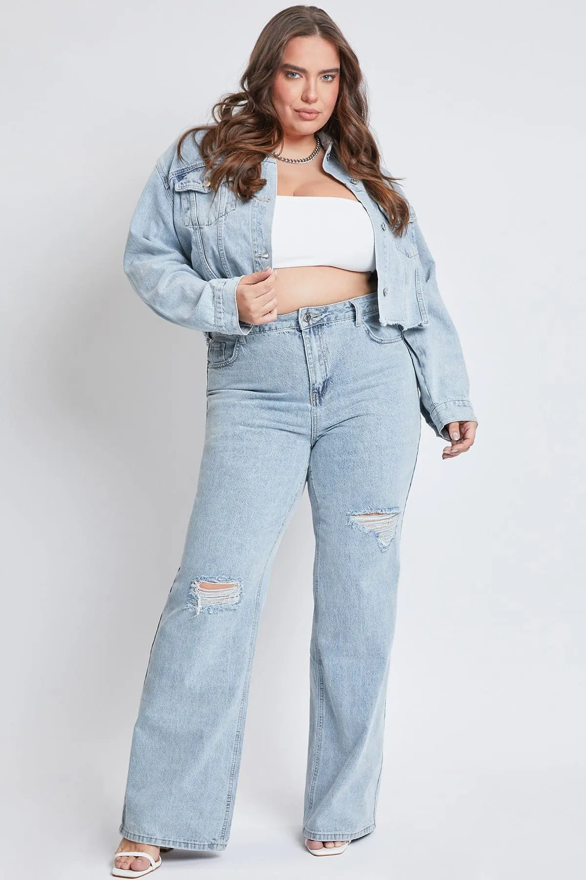 Women's Plus Cropped Denim Jacket