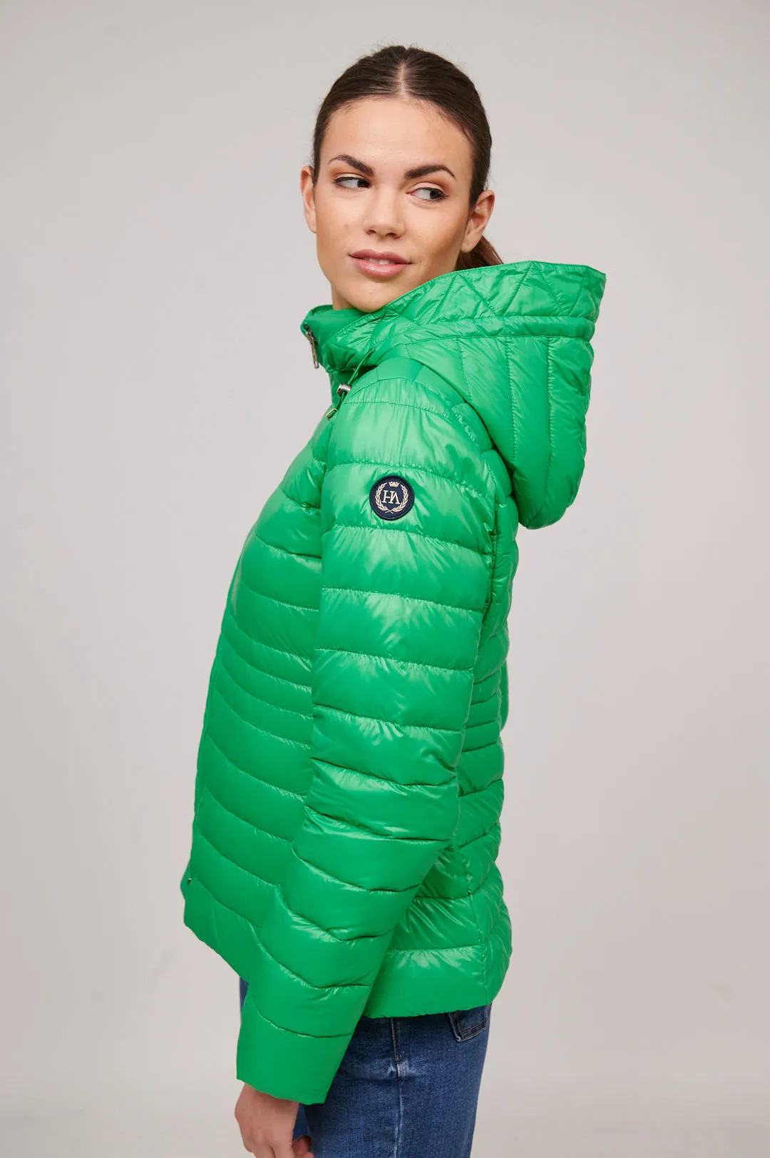 Women's short down jacket HALLEY GREEN