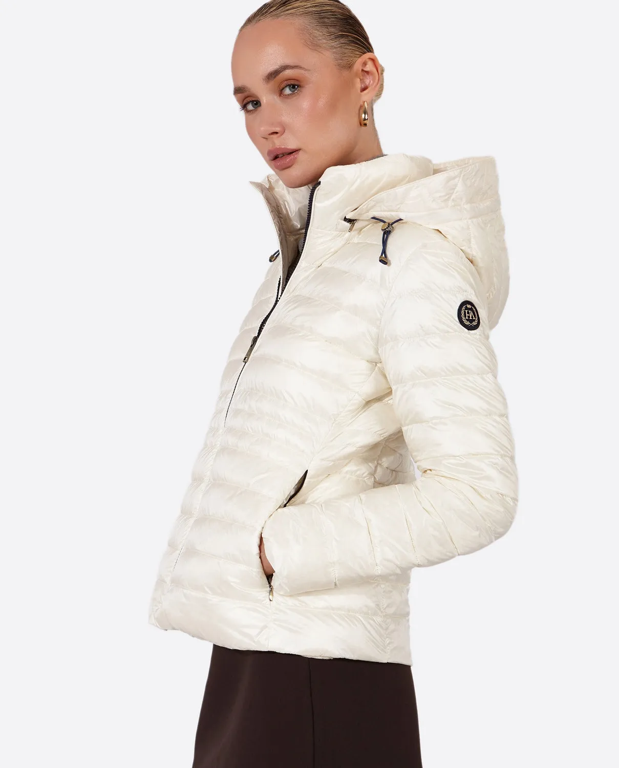 Women's short down jacket HALLEY Nacre