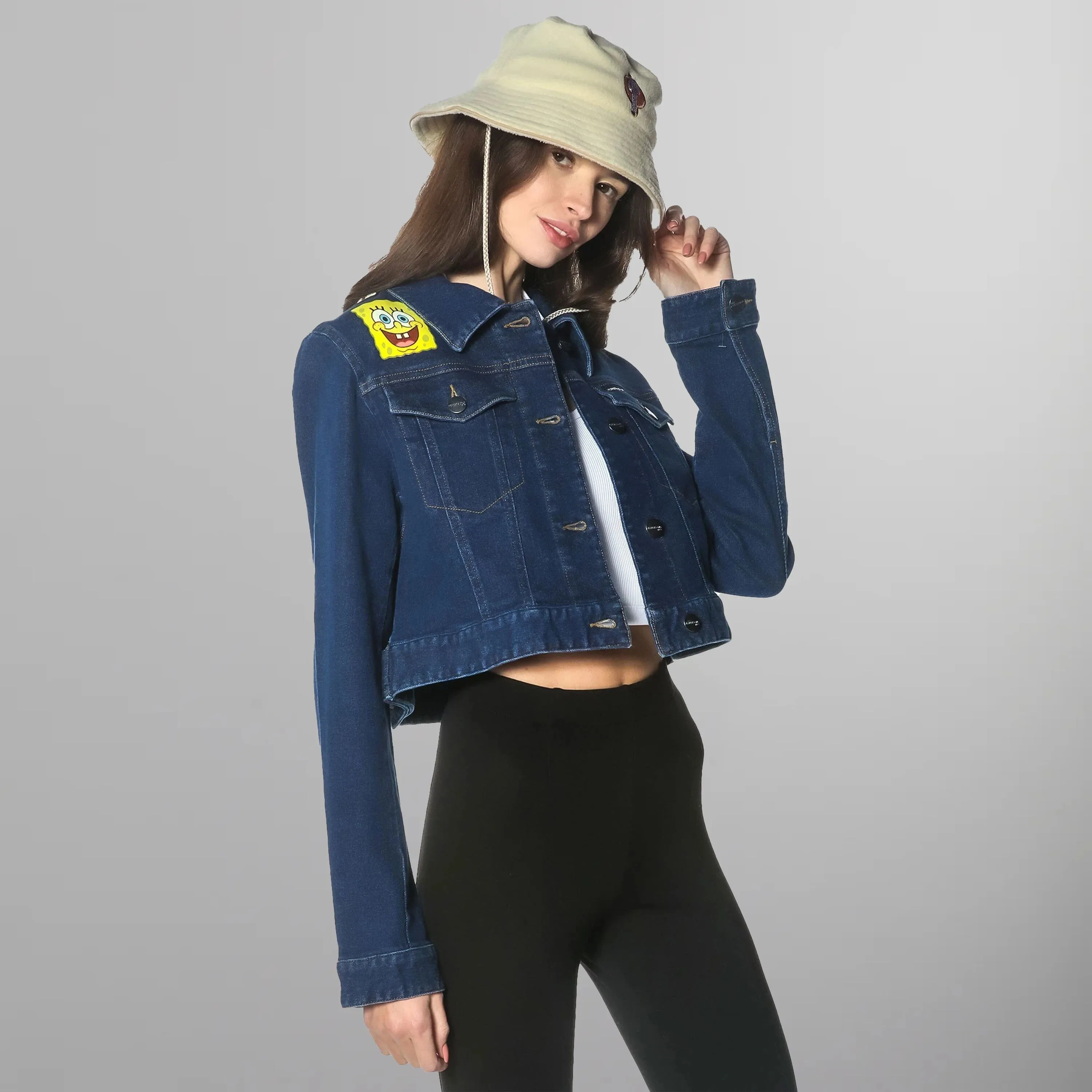 Women's Spongebob Denim Trucker Jacket - FINAL SALE