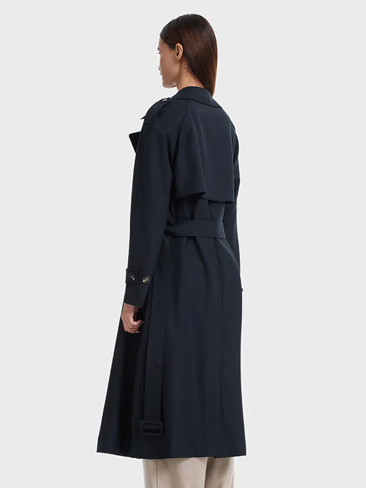 Worsted Woolen Double-Breasted Trench Coat