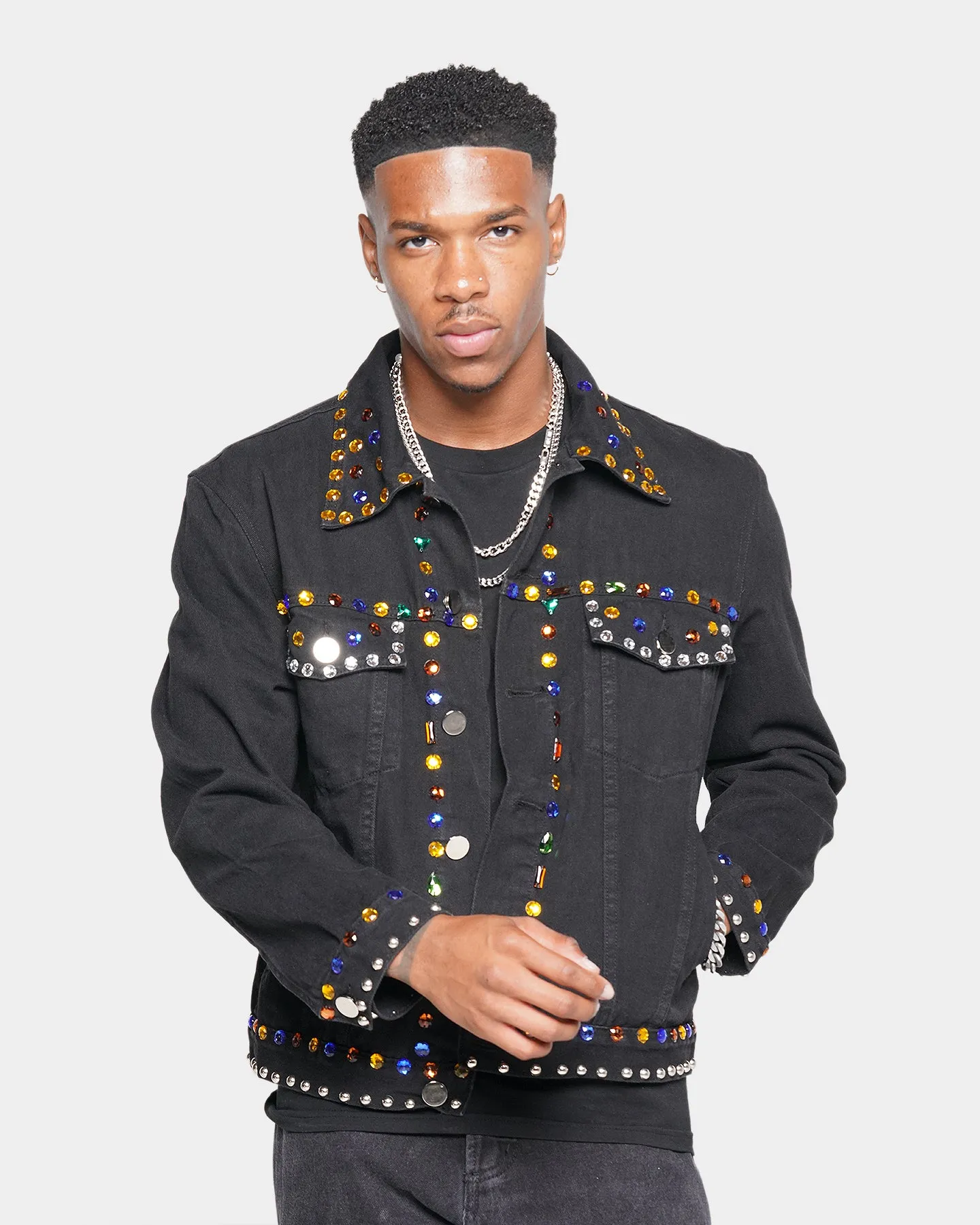 XXIII Rhinestone Denim Jacket Black