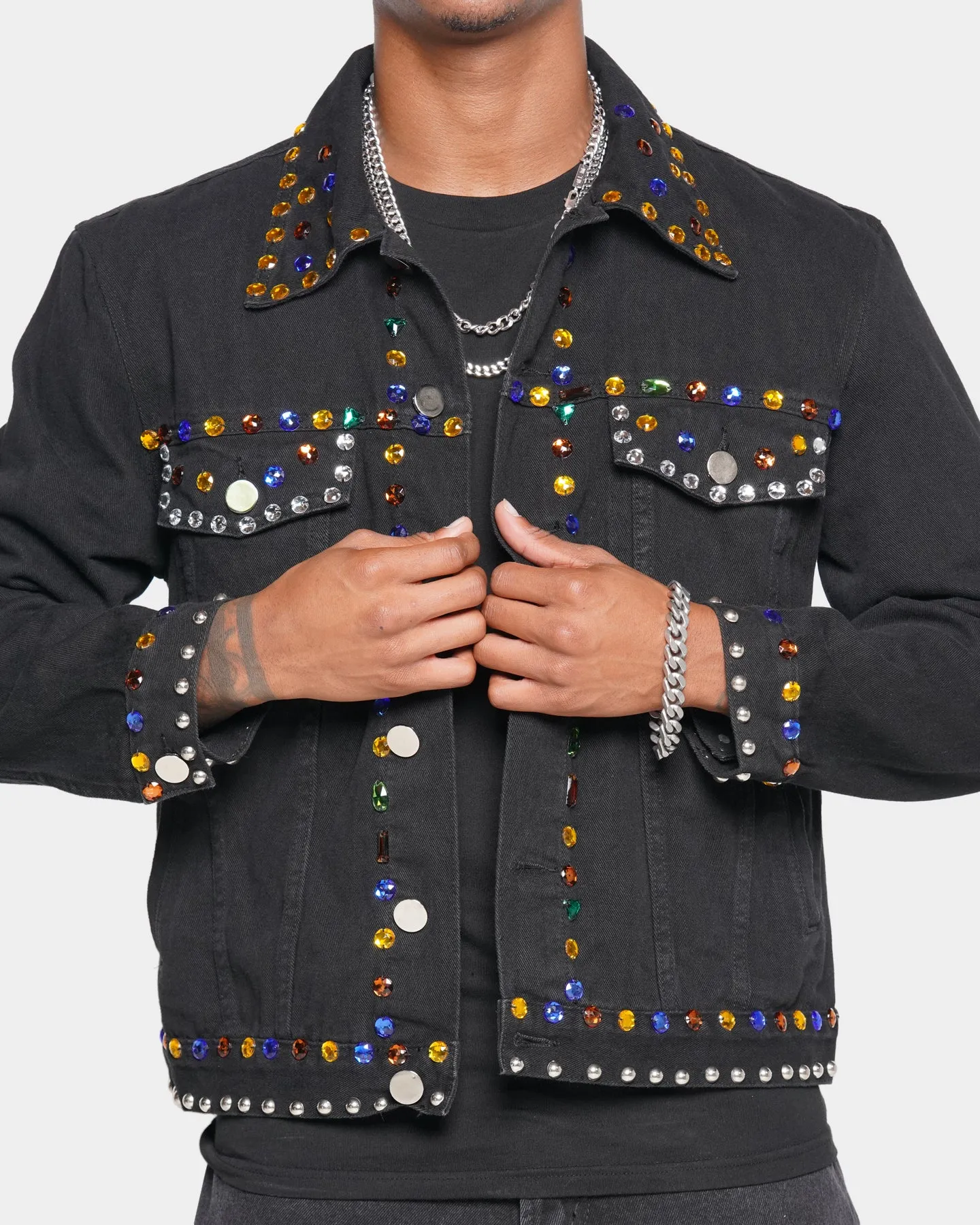 XXIII Rhinestone Denim Jacket Black